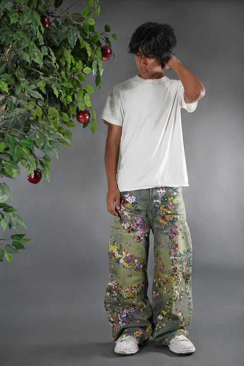 Embroidered Flower Jeans