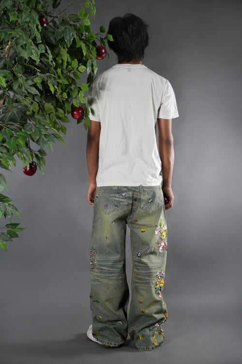 Embroidered Flower Jeans