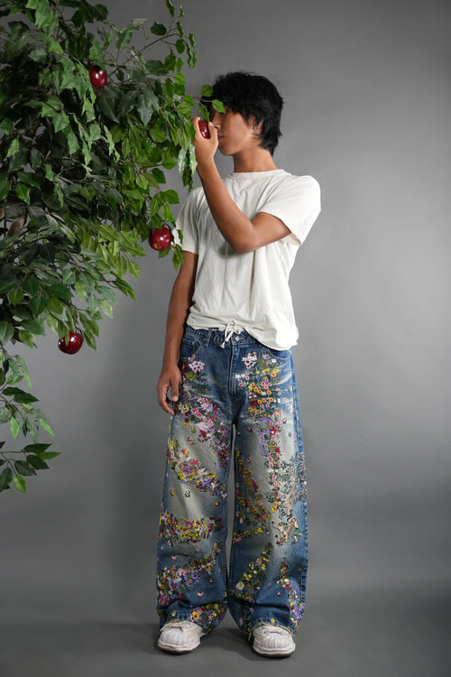 Embroidered Flower Jeans