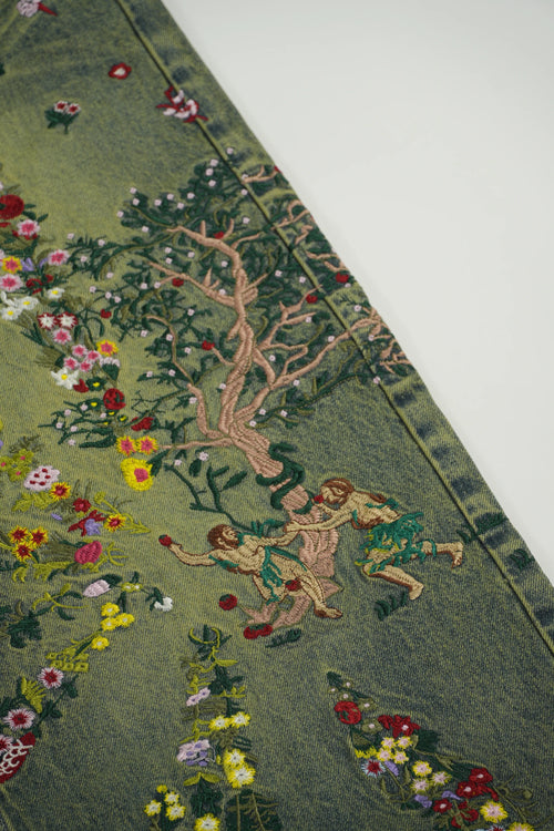 Embroidered Flower Jeans